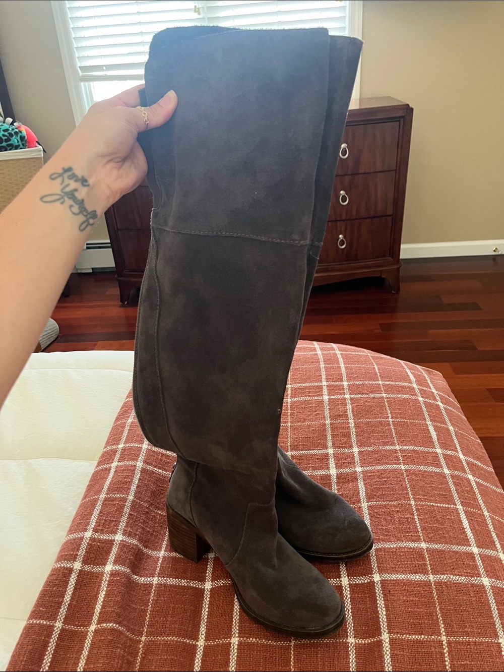 Lucky Brand Women's Over-The-Knee Suede Boots in Charcoal